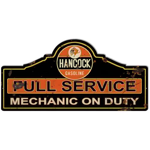 Hancock Full Service Gas Station Metal Sign - 23" x 11.25"