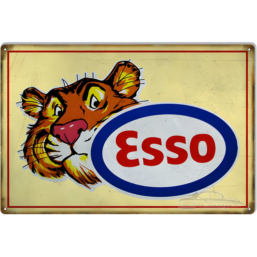 Yellow ESSO Tiger Motor Oil Metal Sign - 12" x 18" Yellow ESSO Tiger Motor Oil Metal Sign - 12" x 18"