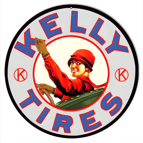 Kelly Tires Garage Shop Metal Sign - 14" Round