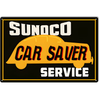 Sunoco Car Saver Service Gas Station Metal Sign - 12" x 18"