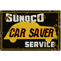 Sunoco Car Saver Service Gas Station Metal Sign - 16" x 24"