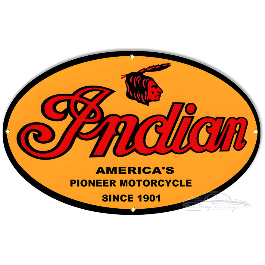Indian 1901 Pioneer Motorcycle Metal Sign - 15" x 24" Indian 1901 Pioneer Motorcycle Metal Sign - 15" x 24"