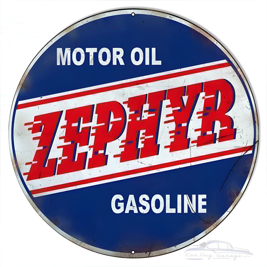 Zephyr Motor Oil Metal Sign - 18" Round Zephyr Motor Oil Metal Sign - 18" Round