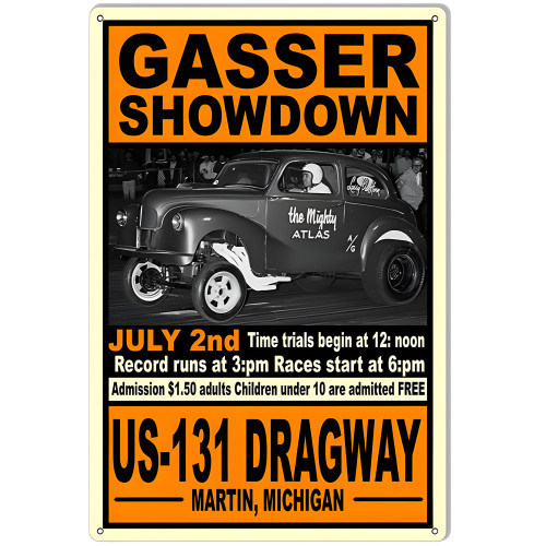 Gasser Showdown US-131 Dragway Motor Speedway Metal Sign - 12" x 18"