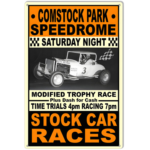 Comstock Park Speedway Stock Car Races Motor Speedway Metal Sign - 12" x 18"