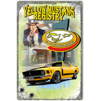 Yellow Mustang Registry Uncle Sam Metal Sign - 12" x 18"