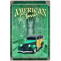 Green American Classic Metal Sign - 12" x 18"