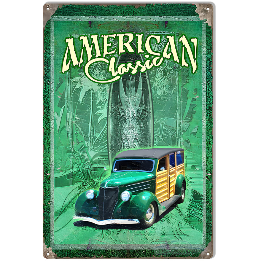 Green American Classic Metal Sign - 12" x 18" Green American Classic Metal Sign - 12" x 18"