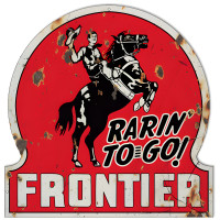 Distressed Frontier Motor Oil Metal Sign - 18" x 18"