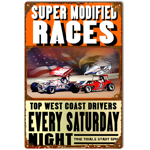 Super Modified Races Metal Sign - 12" x 18"