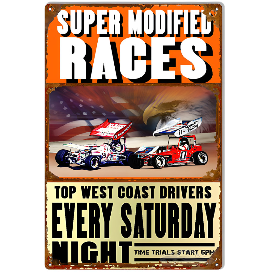 Super Modified Races Metal Sign - 12" x 18" Super Modified Races Metal Sign - 12" x 18"