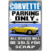 Corvette Parking Only Metal Sign - 12" x 18"