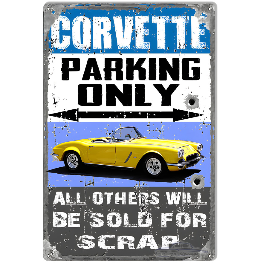 Corvette Parking Only Metal Sign - 12" x 18" Corvette Parking Only Metal Sign - 12" x 18"