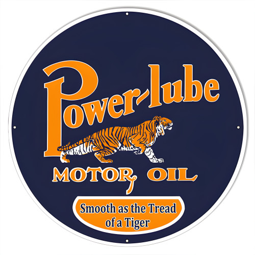 Power-lube Motor Oil Metal Sign - 30" Round