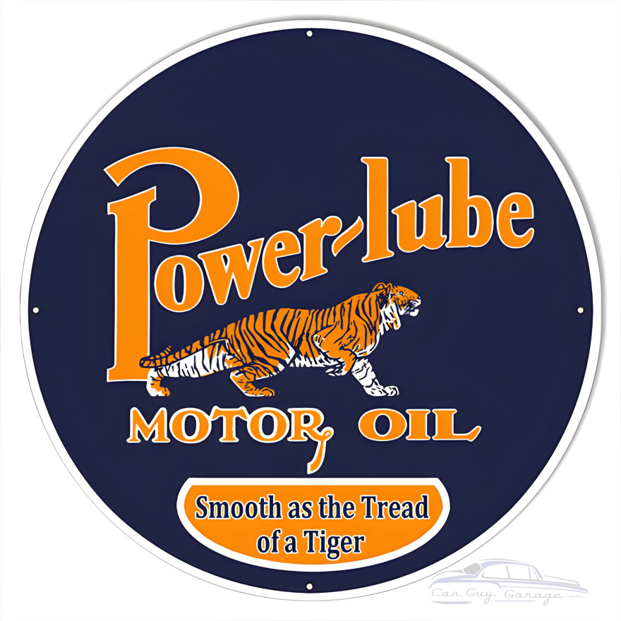 Power-lube Motor Oil Metal Sign - 30" Round Power-lube Motor Oil Metal Sign - 30" Round