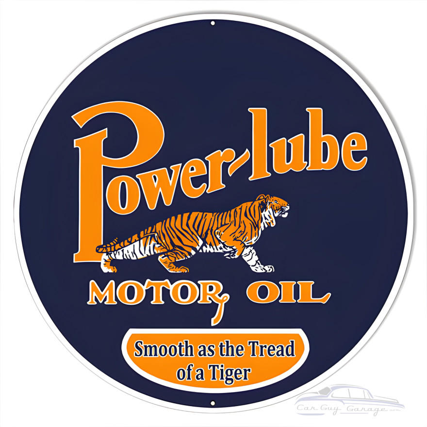 Power-Lube Smooth Motor Oil Metal Sign - 18" Round Power-Lube Smooth Motor Oil Metal Sign - 18" Round