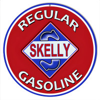 Regular Skelly Gasoline Motor Oil Metal Sign - 14" Round