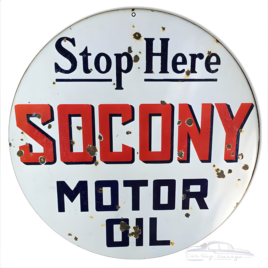 Socony Motor Oil Metal Sign - 14" Round Socony Motor Oil Metal Sign - 14" Round
