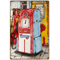 Atlantic Gas Station Pump Metal Sign - 12" x 18"