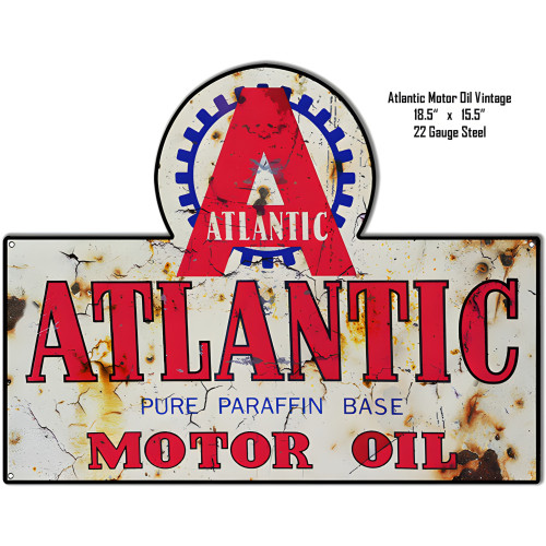 Atlantic Motor Oil Metal Sign - 15.5" x 18.5"
