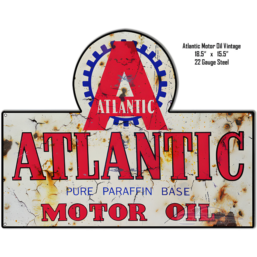 Atlantic Motor Oil Metal Sign - 15.5" x 18.5" Atlantic Motor Oil Metal Sign - 15.5" x 18.5"