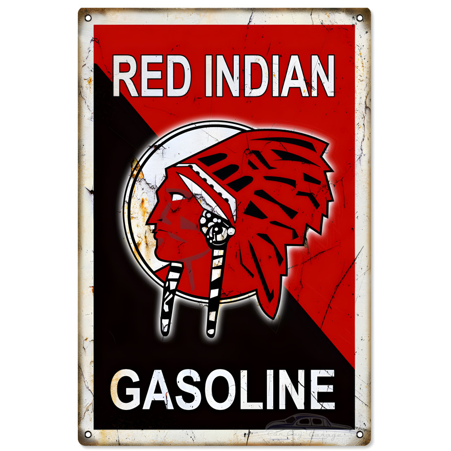Indian Gasoline Motor Oil Metal Sign - 12" x 18"