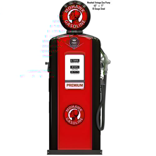 Red Mohawk Gasoline Metal Sign - 17.5" x 42"