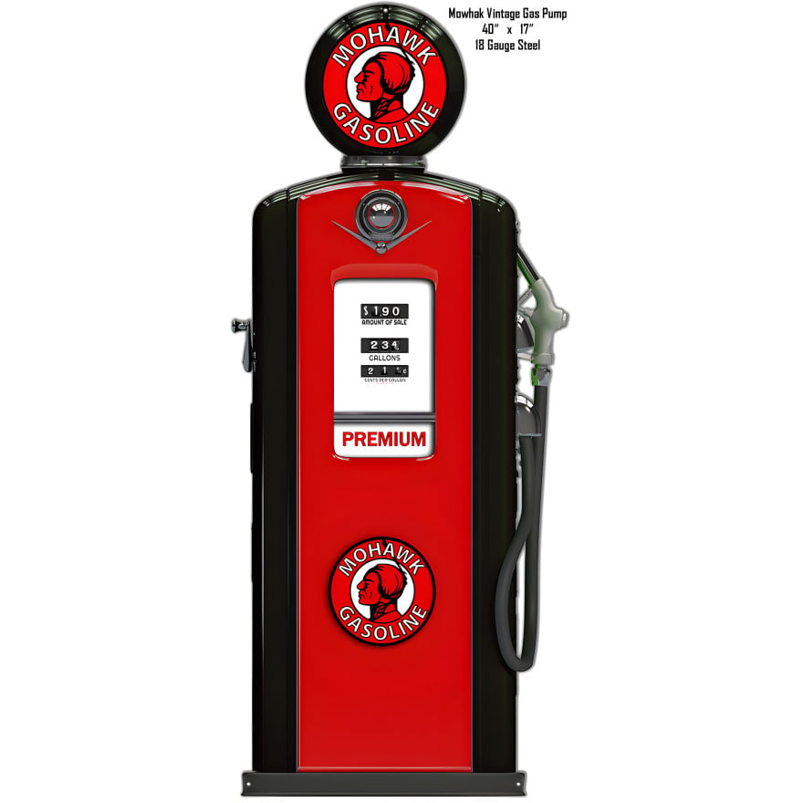 Red Mohawk Gasoline Metal Sign - 17.5" x 42"
