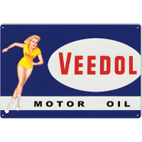 Pin Up Girl Veedol Motor Oil Metal Sign - 12" x 18"