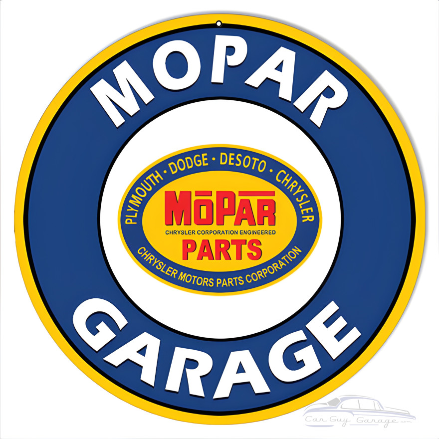 Mopar Garage Parts Motor Oil Metal Sign - 14" Round Mopar Garage Parts Motor Oil Metal Sign - 14" Round