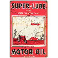 Super Lube Motor Oil Reproduction Metal Sign - 12" x 18"