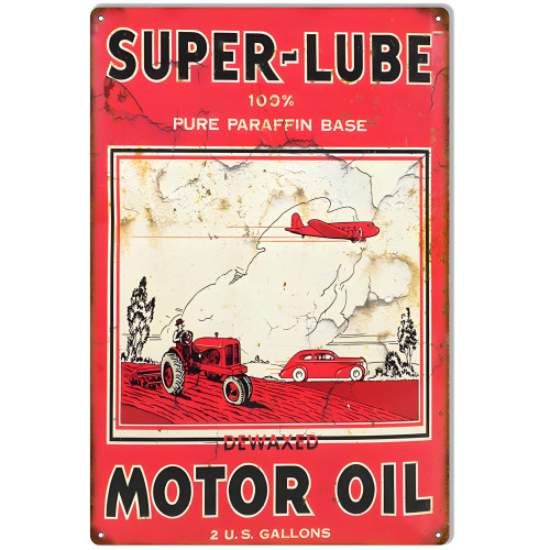 Super Lube Motor Oil Reproduction Metal Sign - 12" x 18"