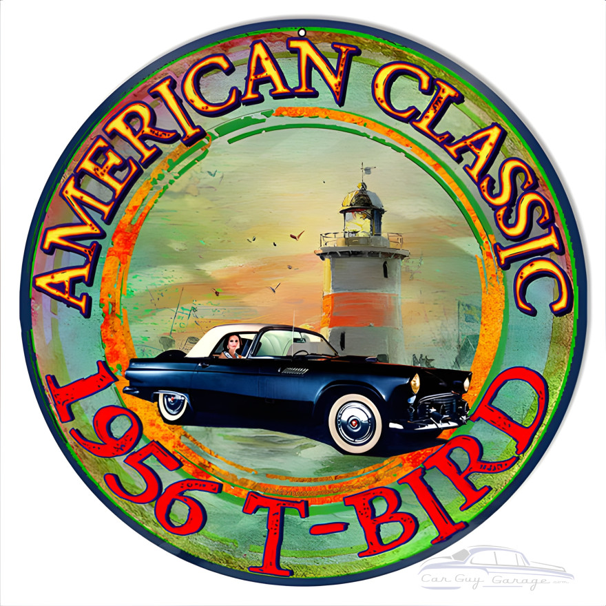 1956 T-Bird Classic Metal Sign - 14" Round 1956 T-Bird Classic Metal Sign - 14" Round