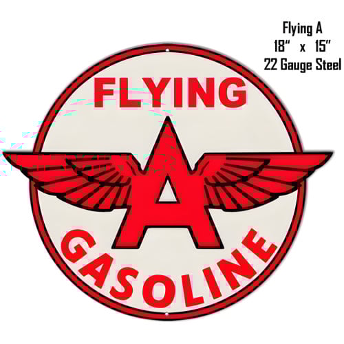 Flying A Gasoline Metal Sign - 15" x 18"