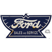 Ford Sales And Service Metal Sign - 11.5" x 23.5"