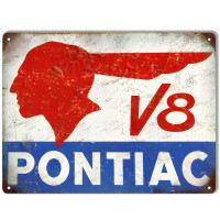 V8 Pontiac Motor Oil Metal Sign - 9" x 12"