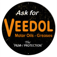 Veedol Greases Motor Oil Metal Sign - 14" Round