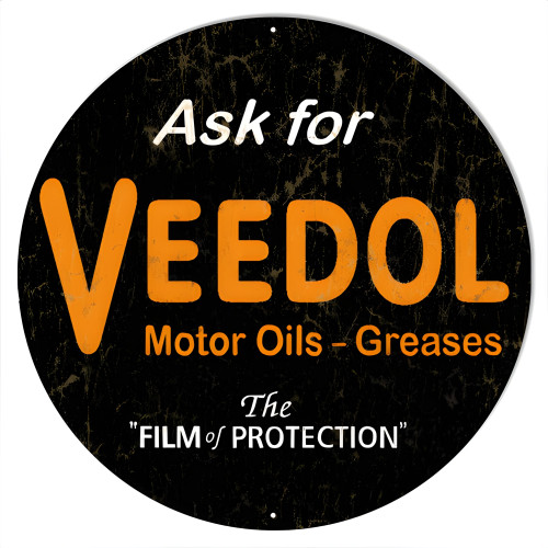 Veedol Greases Motor Oil Metal Sign - 14" Round