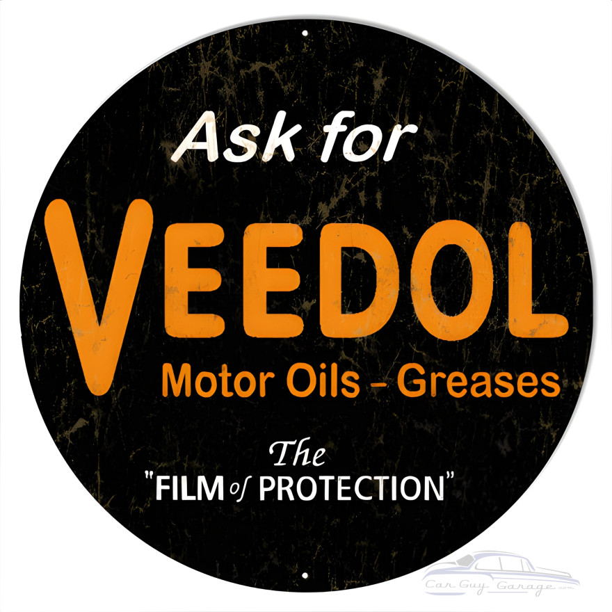 Veedol Greases Motor Oil Metal Sign - 14" Round Veedol Greases Motor Oil Metal Sign - 14" Round