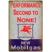 Second To None Socony Mobilgas Reproduction Motor Oil Metal Sign - 12" x 18"