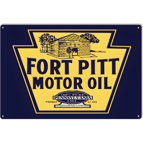 Fort Pitt Motor Oil Metal Sign - 12" x 18"