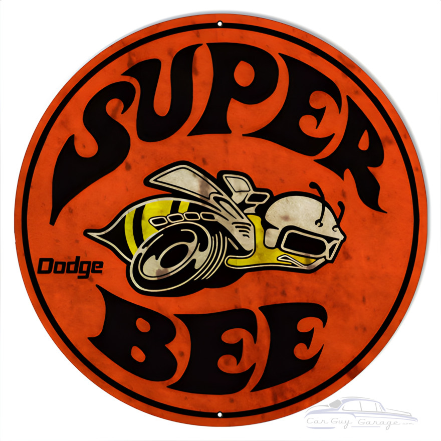 Super Bee Dodge Reproduction Gas Station Metal Sign - 18" Round Super Bee Dodge Reproduction Gas Station Metal Sign - 18" Round