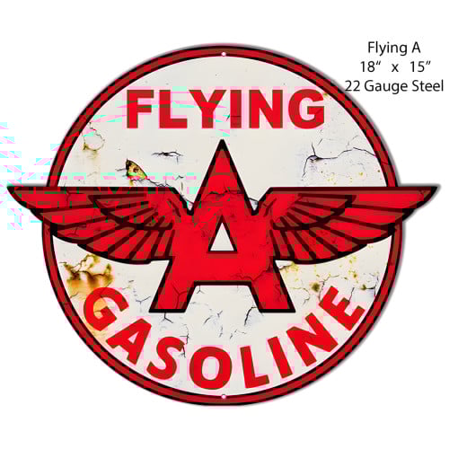 Flying A Gasoline Metal Sign - 15" x 18"