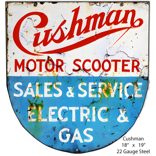 Cushman Motor Scooter Metal Sign - 18" x 19"