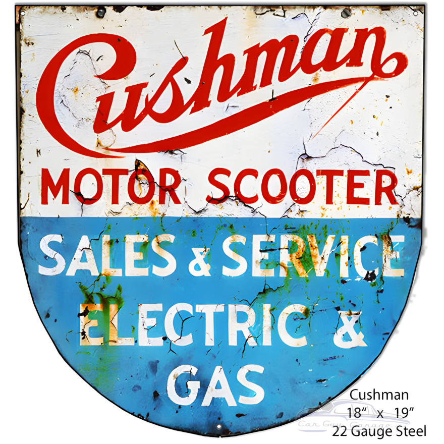 Cushman Motor Scooter Metal Sign - 18" x 19" Cushman Motor Scooter Metal Sign - 18" x 19"