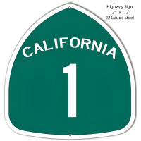California Highway 1 Metal Sign - 12" x 12"