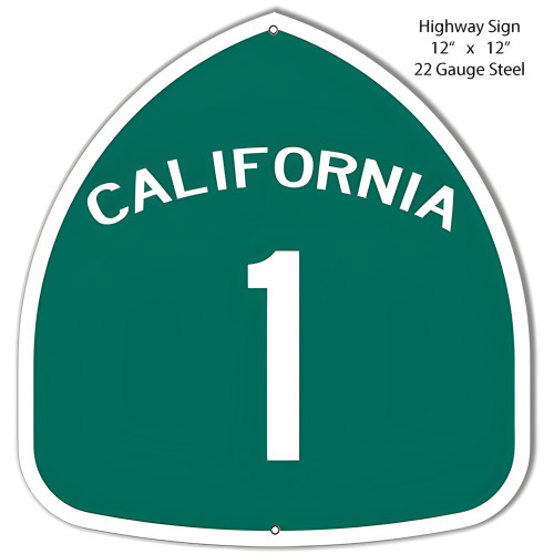 California Highway 1 Metal Sign - 12" x 12"