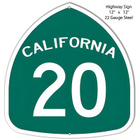 California Highway 20 Metal Sign - 12" x 12"