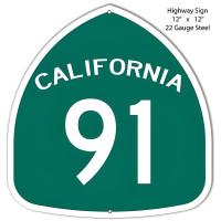 91 California Highway Laser Cut Out Metal Sign - 12" x 12"