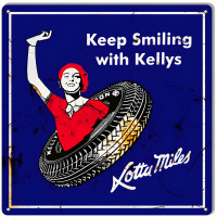 Keep Smiling With Kellys Reproduction Gas Station Metal Sign - 12" x 12"